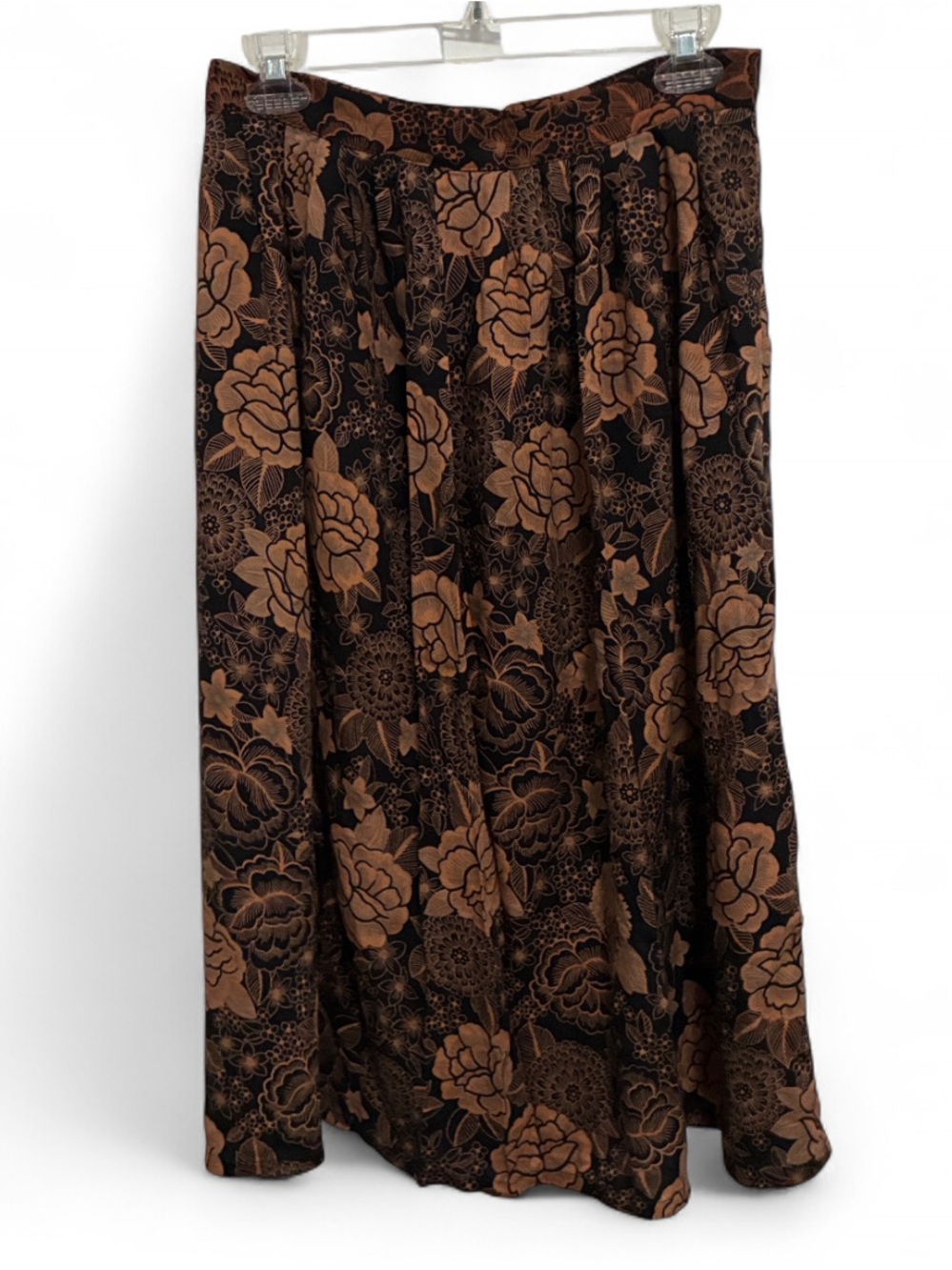 Vintage Greenwich Square Brown Floral Midi Skirt